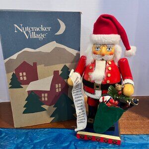 1998 Nutcracker Village Old World Jolly Santa Nutcracker with List Toys